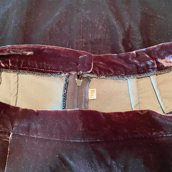 Vtg emerald green velvet skirt Sz 8 - Picture 5 of 5